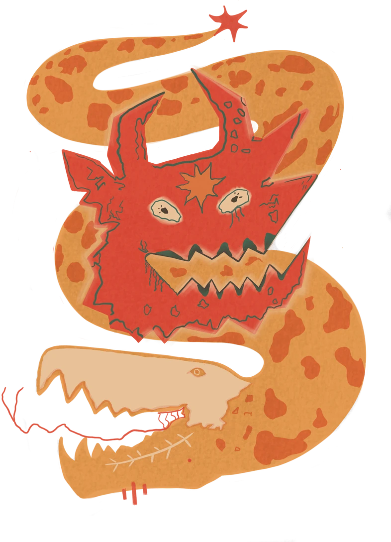 The coiled serpent-beast supporter