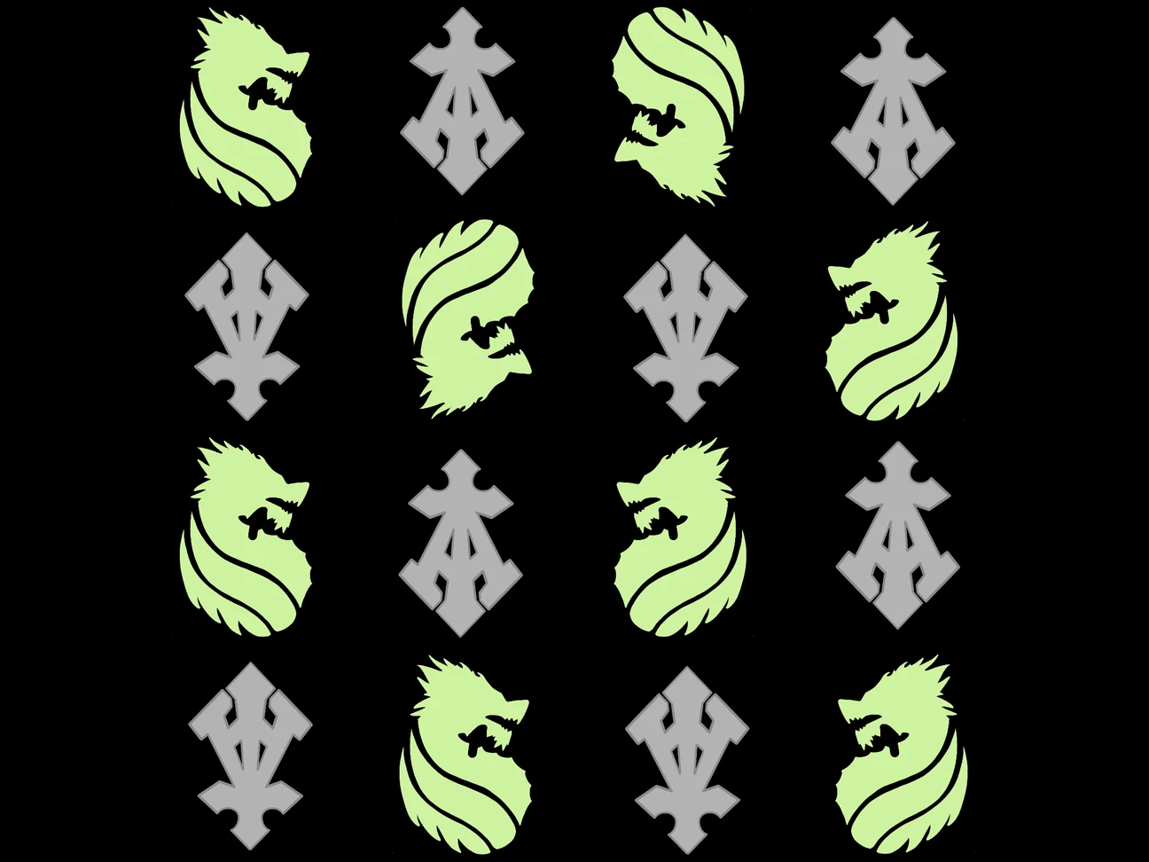 Seam-grid repeat print in acid green