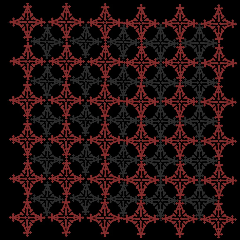 Lattice print in crimson