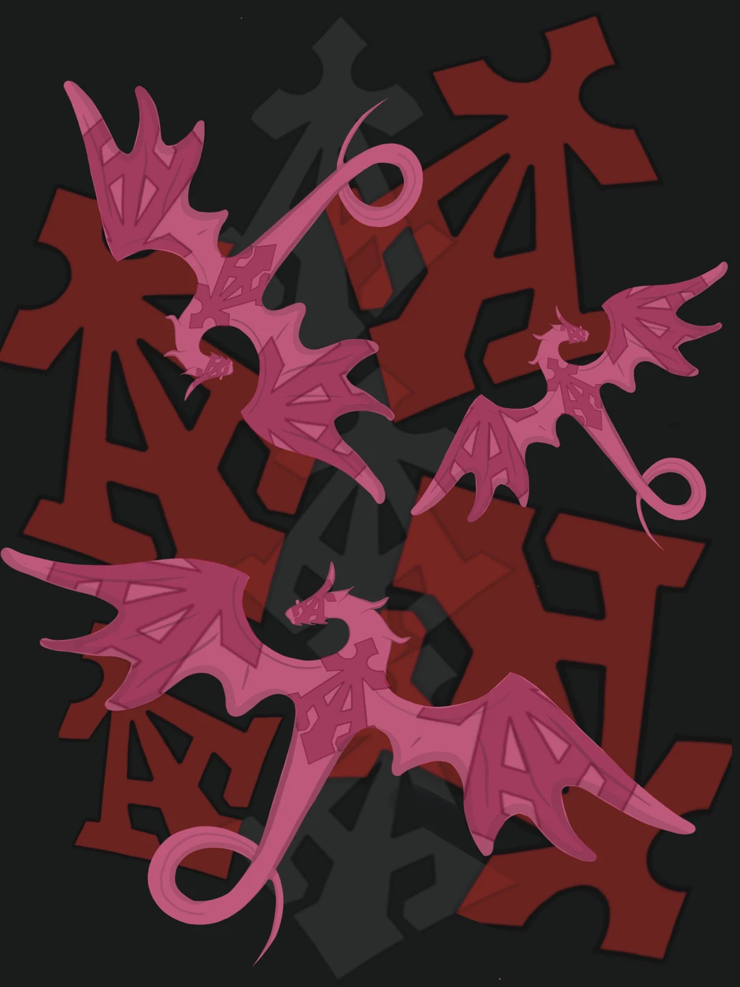 Dragon print on a pink field